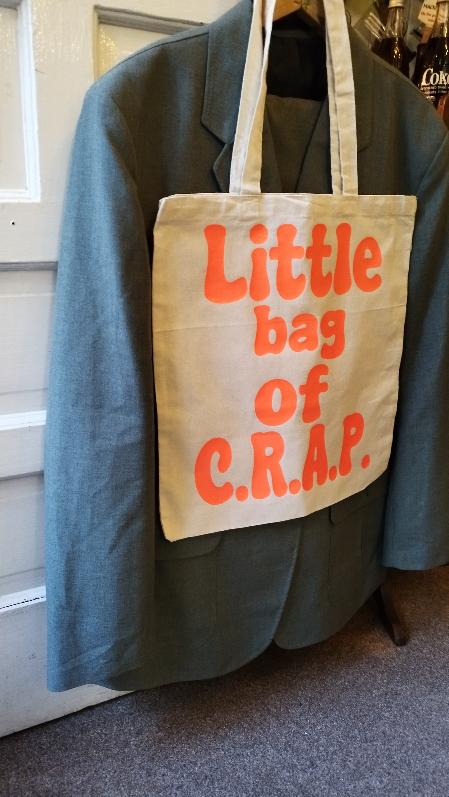 Little bag of crap canvas shopping bag