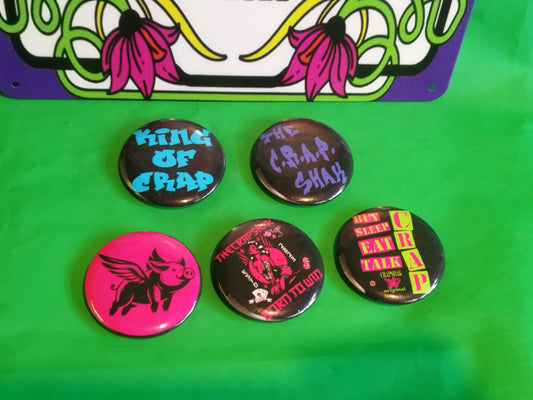 Set of 5 Crap Shak Pin Badges
